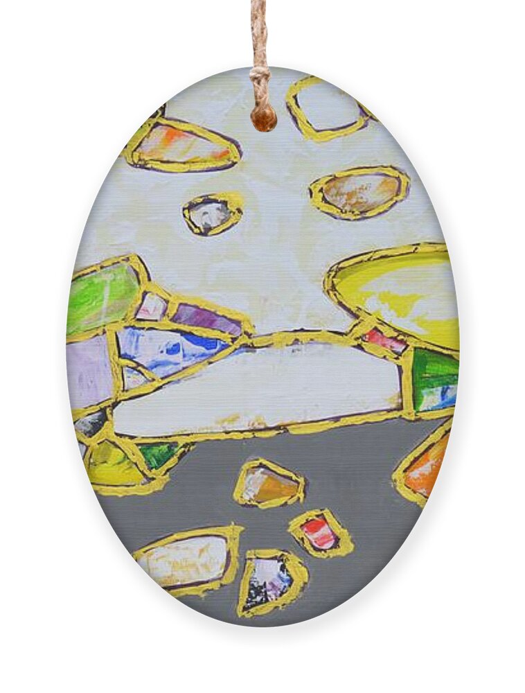 Stones Ornament featuring the painting Gems. Gold 2. by Iryna Kastsova
