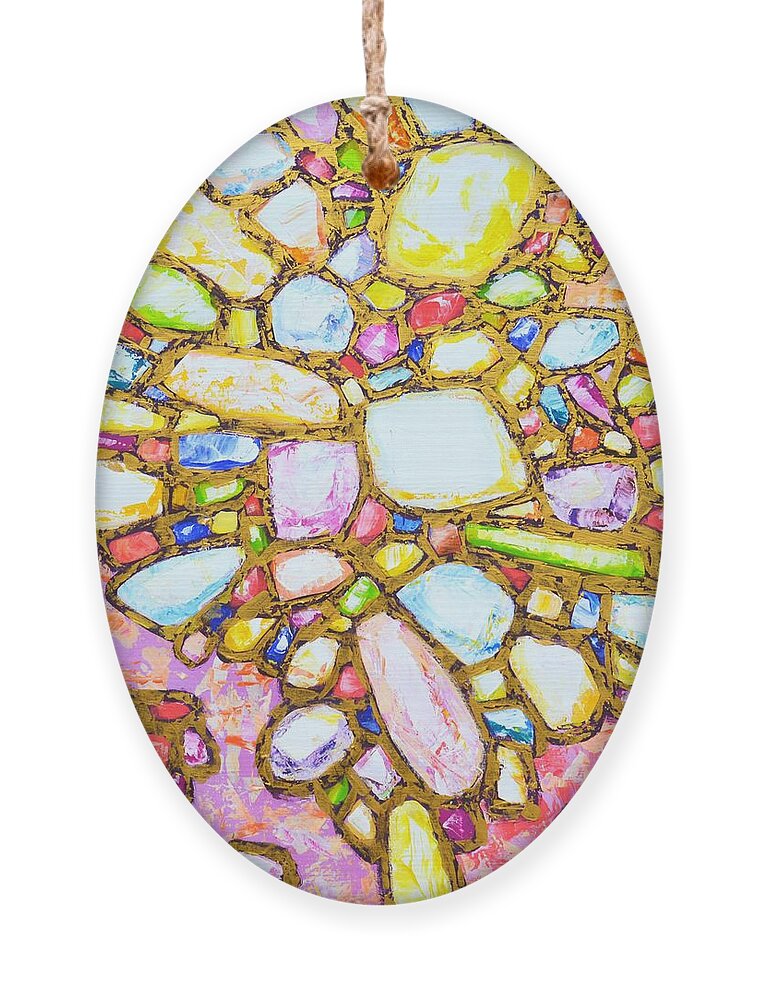 Stones Ornament featuring the painting Gems in Gold 6. by Iryna Kastsova