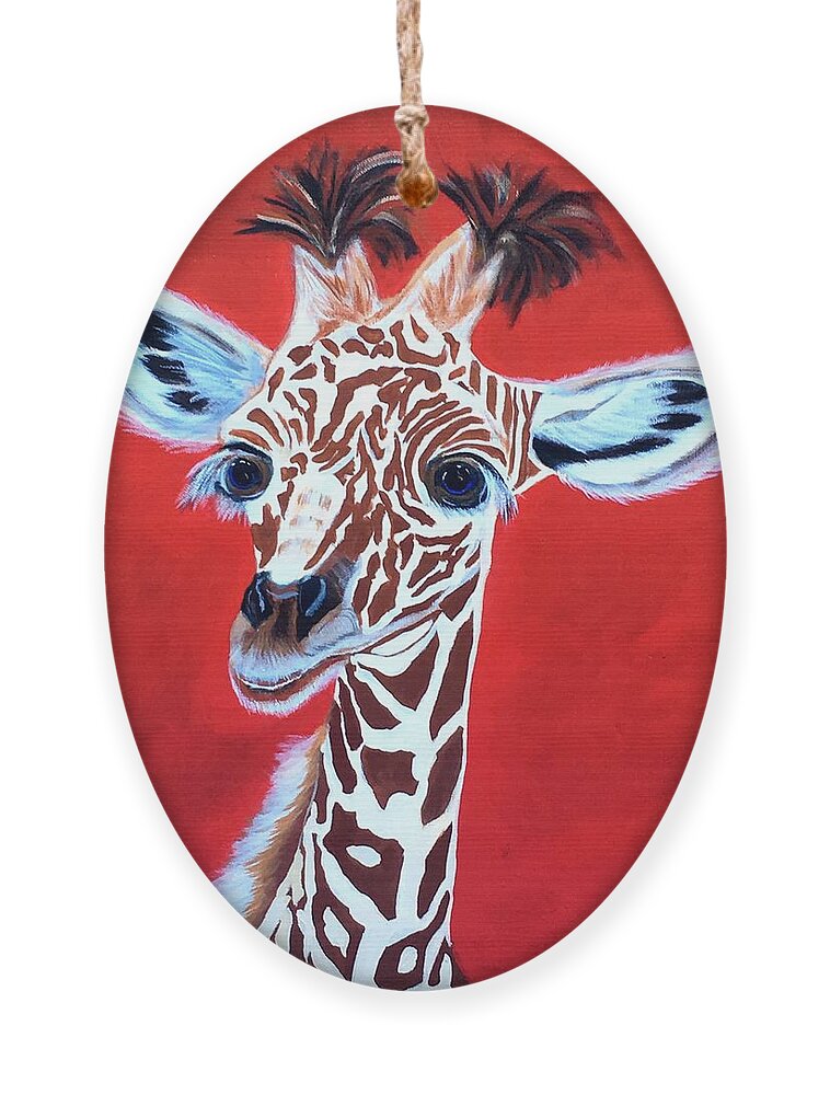  Ornament featuring the painting Gerry the Giraffe by Bill Manson