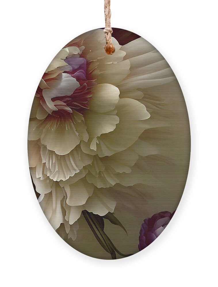 Peony Ornament featuring the mixed media Gestural Peony by Lynda Lehmann