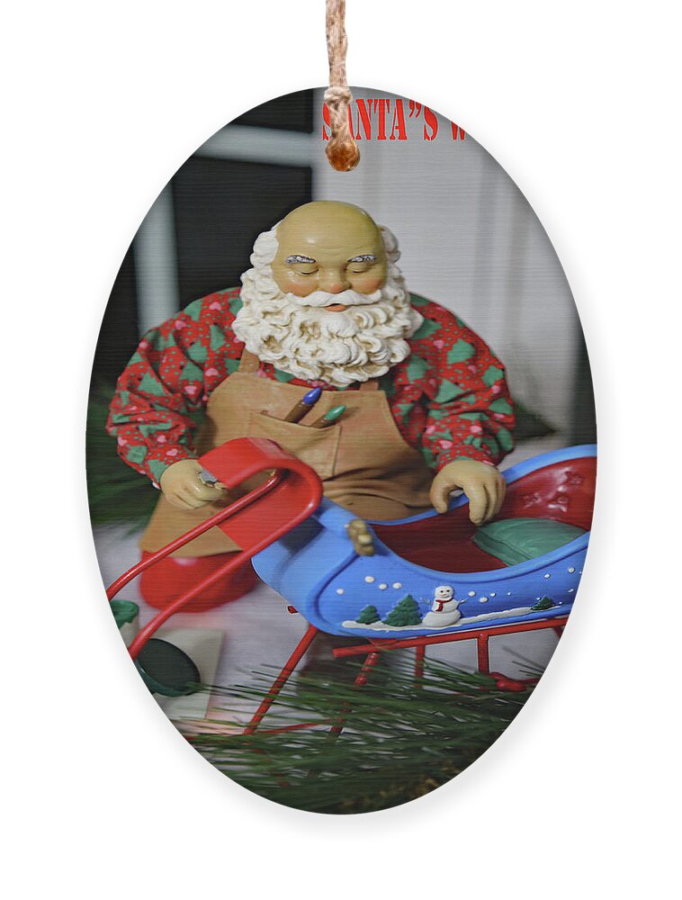 Santa Ornament featuring the photograph Getting His Sleigh Tuned UP by Imagery-at- Work