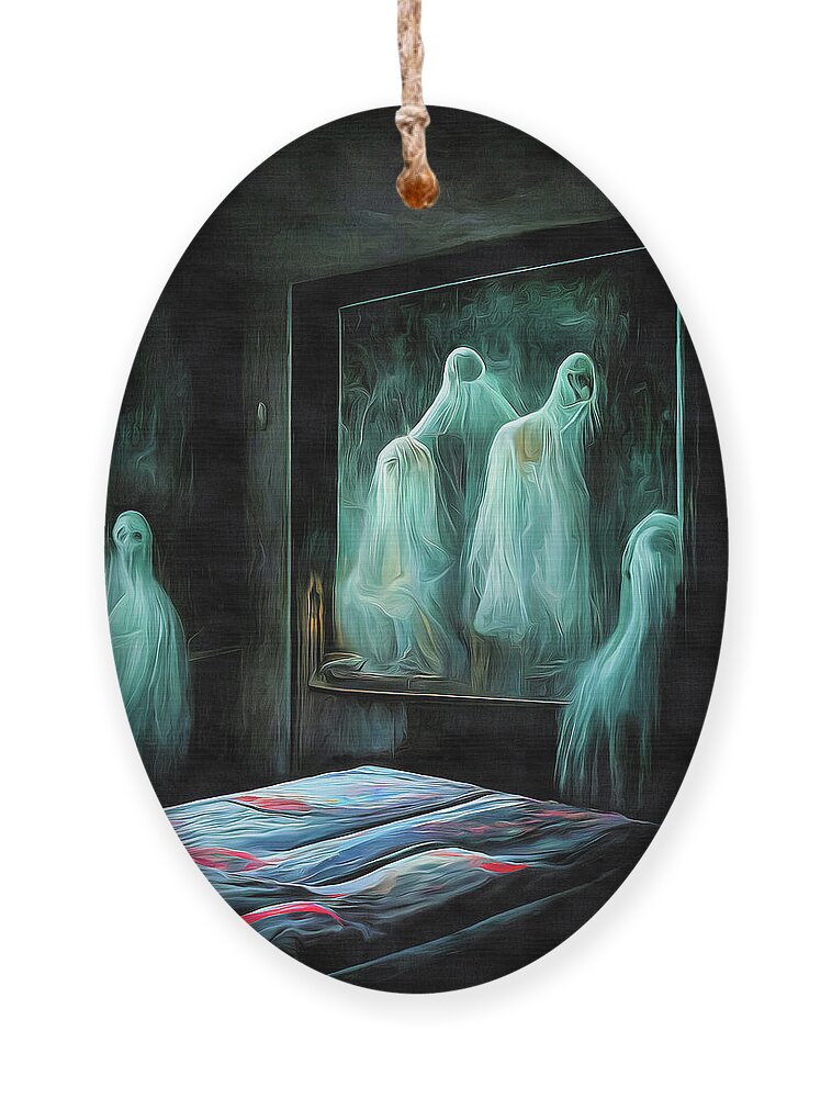 Ghosts Ornament featuring the painting Ghosts in the Bedroom 01 by Matthias Hauser