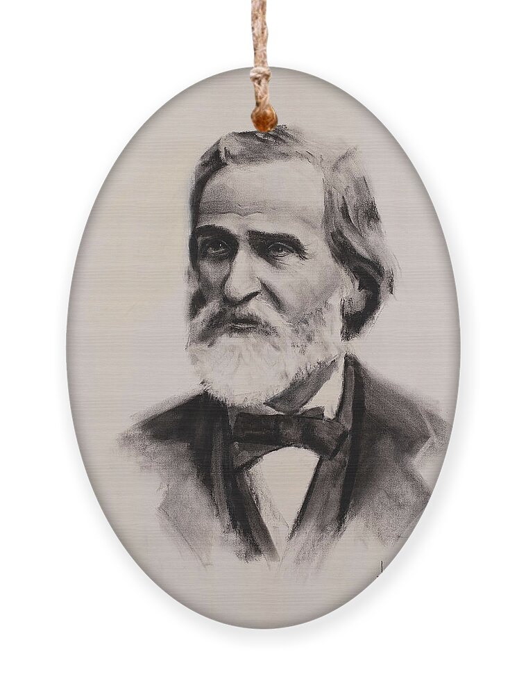 Charcoal Ornament featuring the drawing Giuseppe Verdi by Jordan Henderson