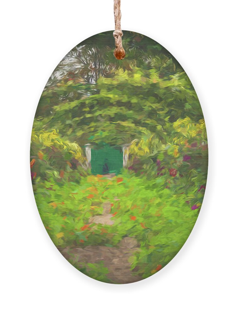 Giverny Ornament featuring the photograph Giverny Garden in Autumn by Liz Albro