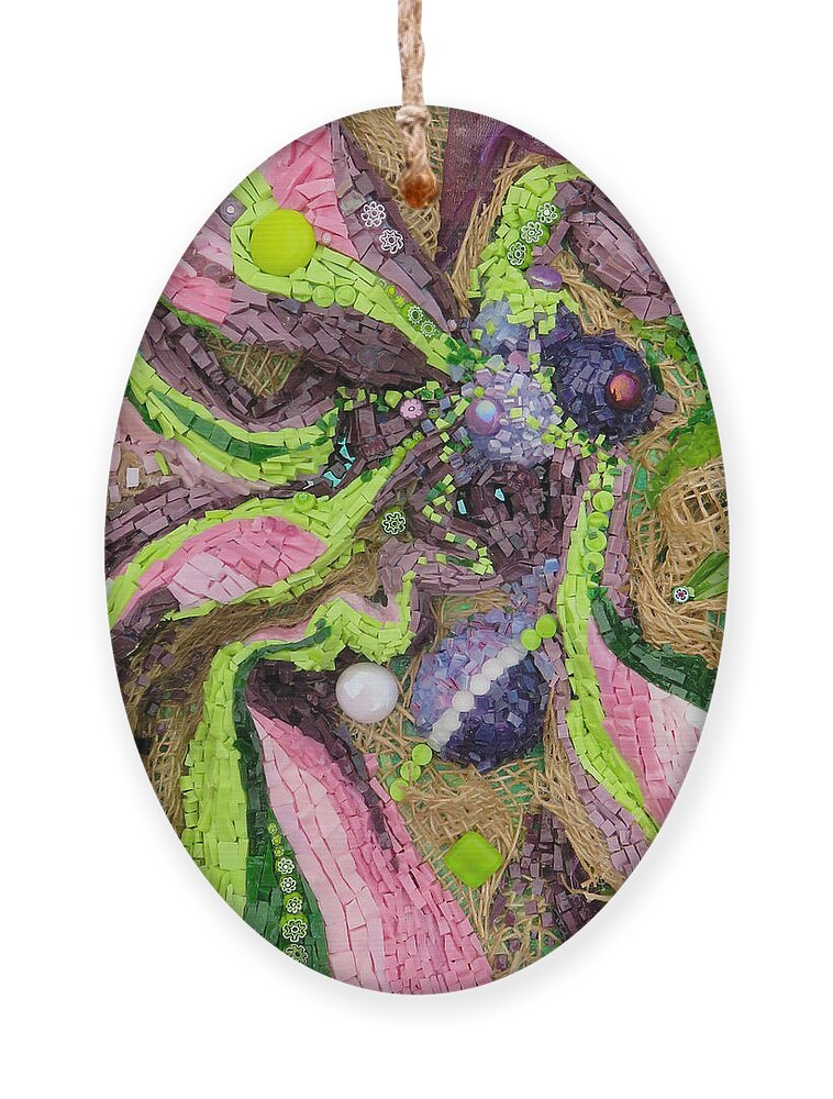 Mosaic Ornament featuring the glass art Go with the flow mosaic by Adriana Zoon