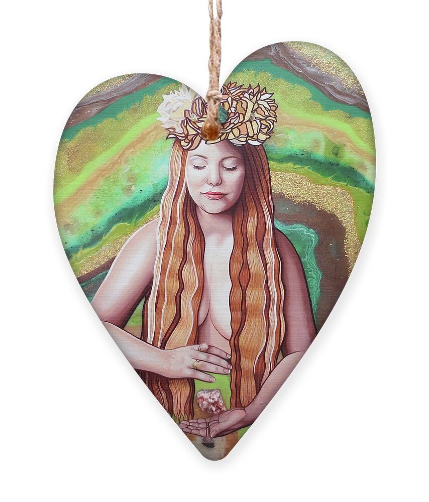 Art Ornament featuring the painting Goddess Of Crystal Energies by Malinda Prud'homme