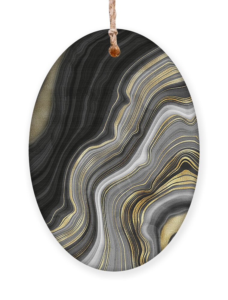 Gold And Black Agate Ornament featuring the painting Gold And Black Agate by Modern Art