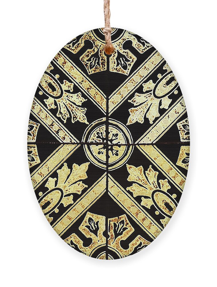 Gold Tiles Ornament featuring the digital art Gold On Black Tiles Mosaic Design Decorative Art IV by Irina Sztukowski
