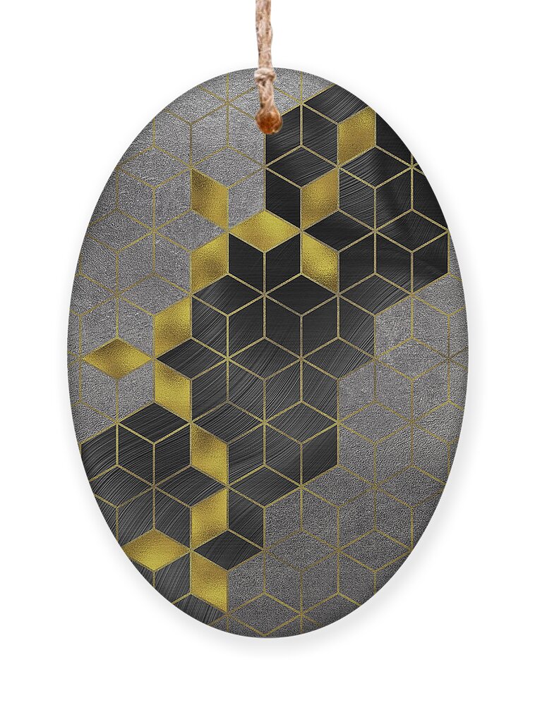 Abstract Ornament featuring the digital art Gold With The Flow Geometric Modern Marble by Sambel Pedes
