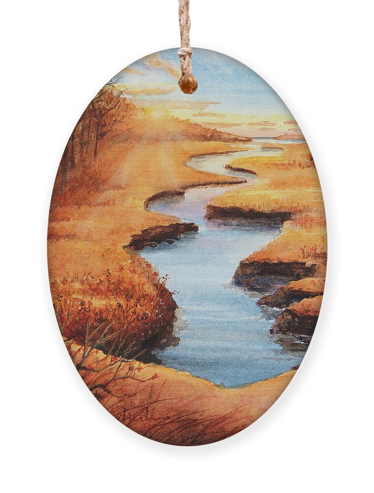 Golden Afternoon On The Cape Ornament featuring the painting Golden Afternoon on The Cape by Michelle Constantine