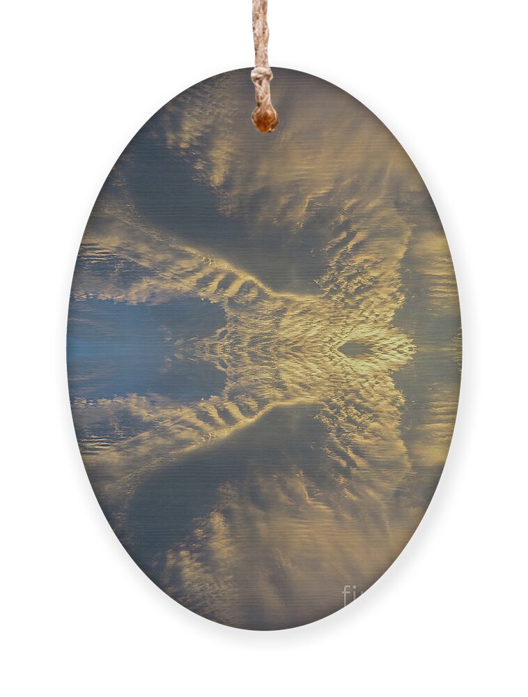 Clouds Ornament featuring the digital art Golden clouds in the sunset sky 2 by Adriana Mueller