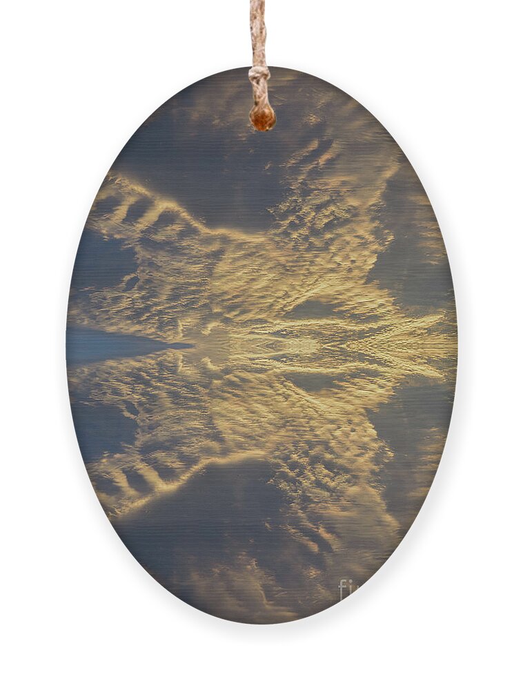 Clouds Ornament featuring the digital art Golden clouds in the sunset sky 3 by Adriana Mueller