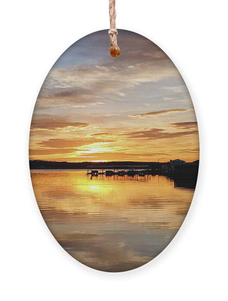 Morning Ornament featuring the photograph Golden Dust Sunrise by Ed Williams