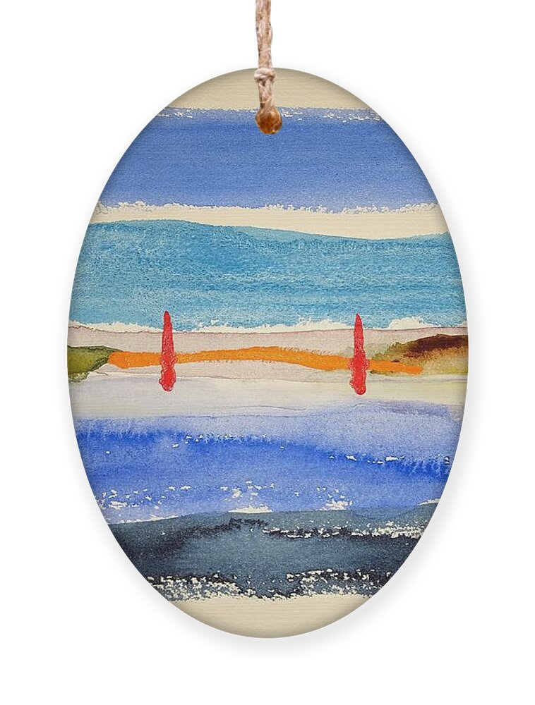 Watercolor Ornament featuring the painting Golden Gate Morning by John Klobucher