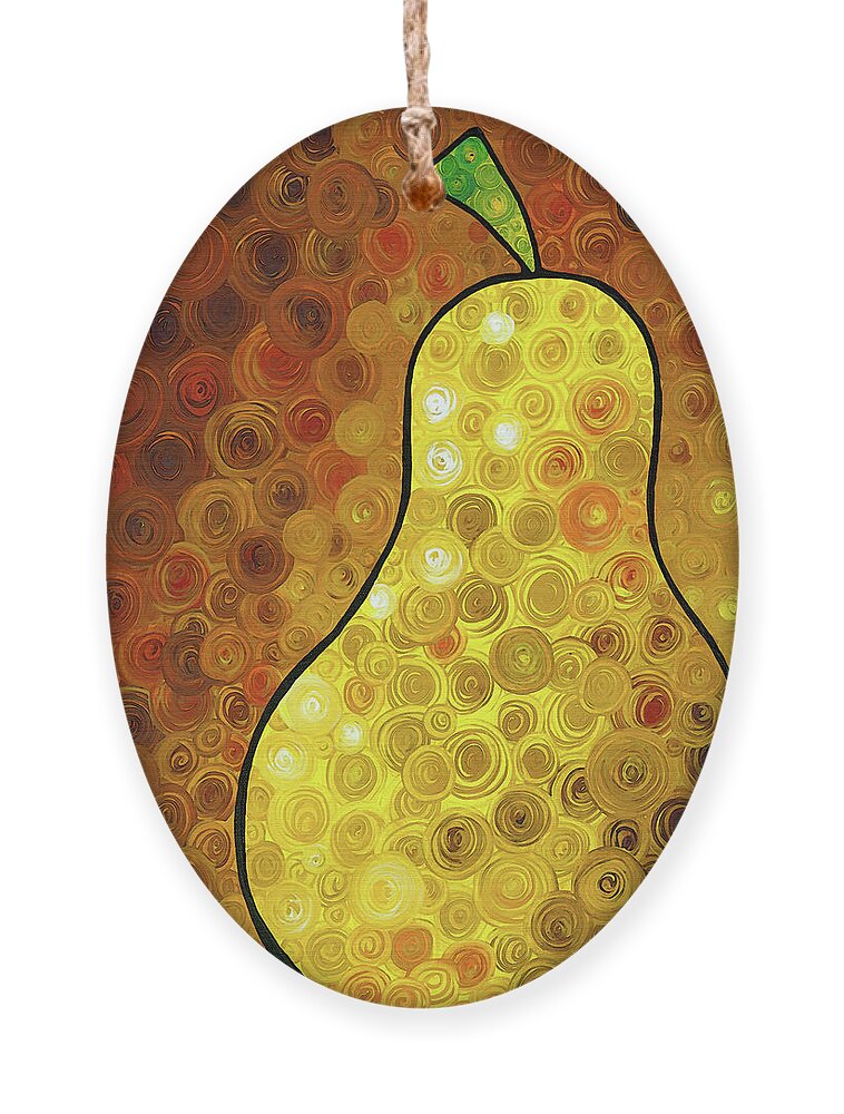 Pear Ornament featuring the painting Golden Pear by Sharon Cummings