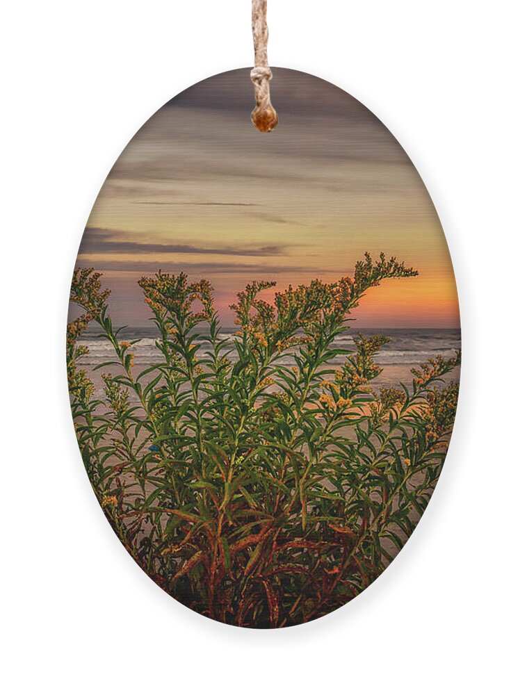 Ogunquit Ornament featuring the photograph Golden Sunset by Penny Polakoff