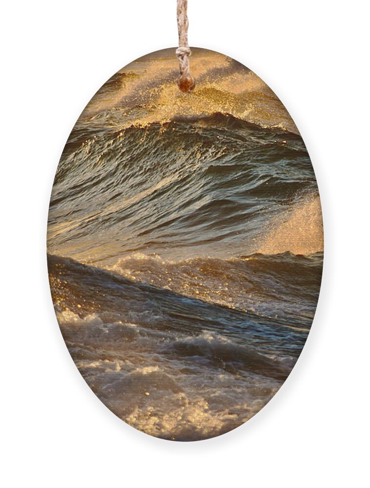 Ocean Ornament featuring the photograph Golden Wave Tops by Debra Banks