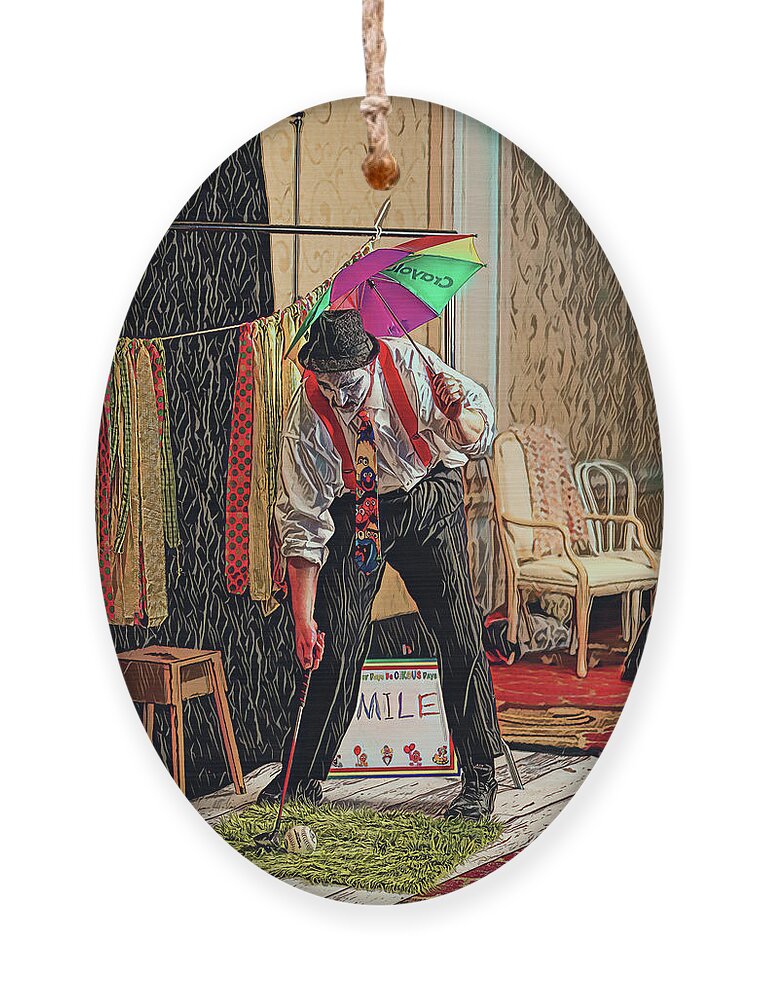 Clown Ornament featuring the photograph Golfing Clown-Digital Art 2 by Steve Templeton