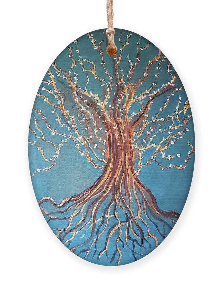 Tree Ornament featuring the painting Good Roots Bear Fruits by Artist Linda Marie