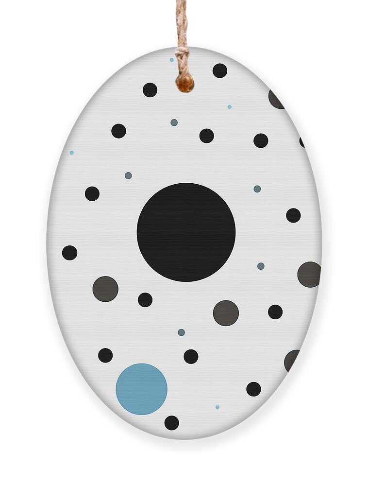Black Ornament featuring the digital art Graphic Polka Dots by Amelia Pearn