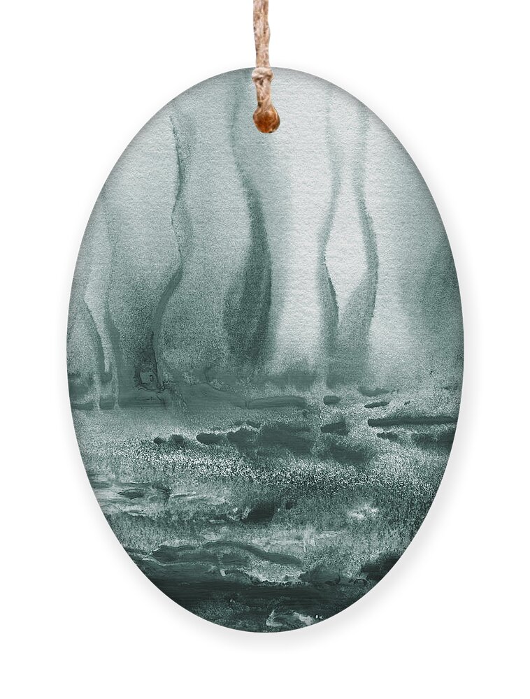 Gray Ornament featuring the painting Gray Peaceful Waves And Seaweed Under The Sea by Irina Sztukowski