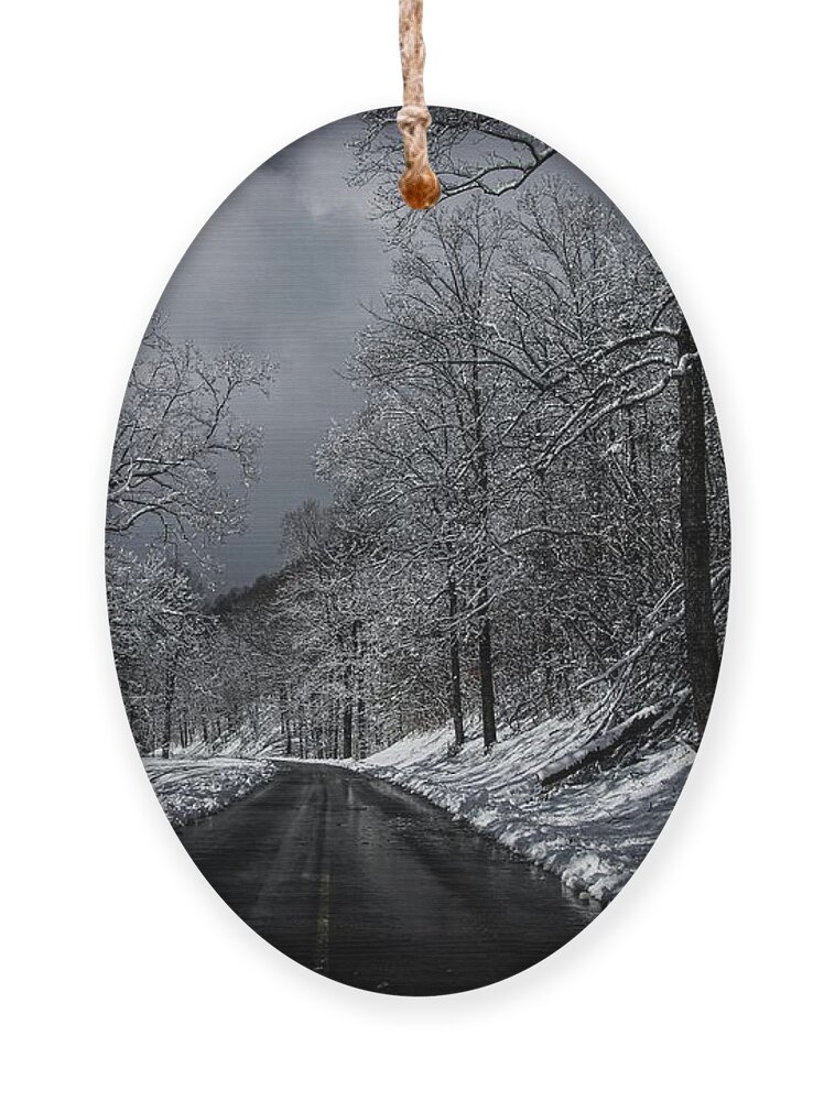 Mountain Snowfall Ornament featuring the photograph Gray Skies After the Storm by Deb Beausoleil