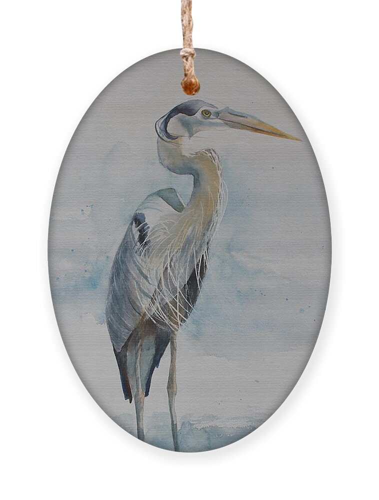 Heron Ornament featuring the painting Great Blue Heron by Ruth Kamenev