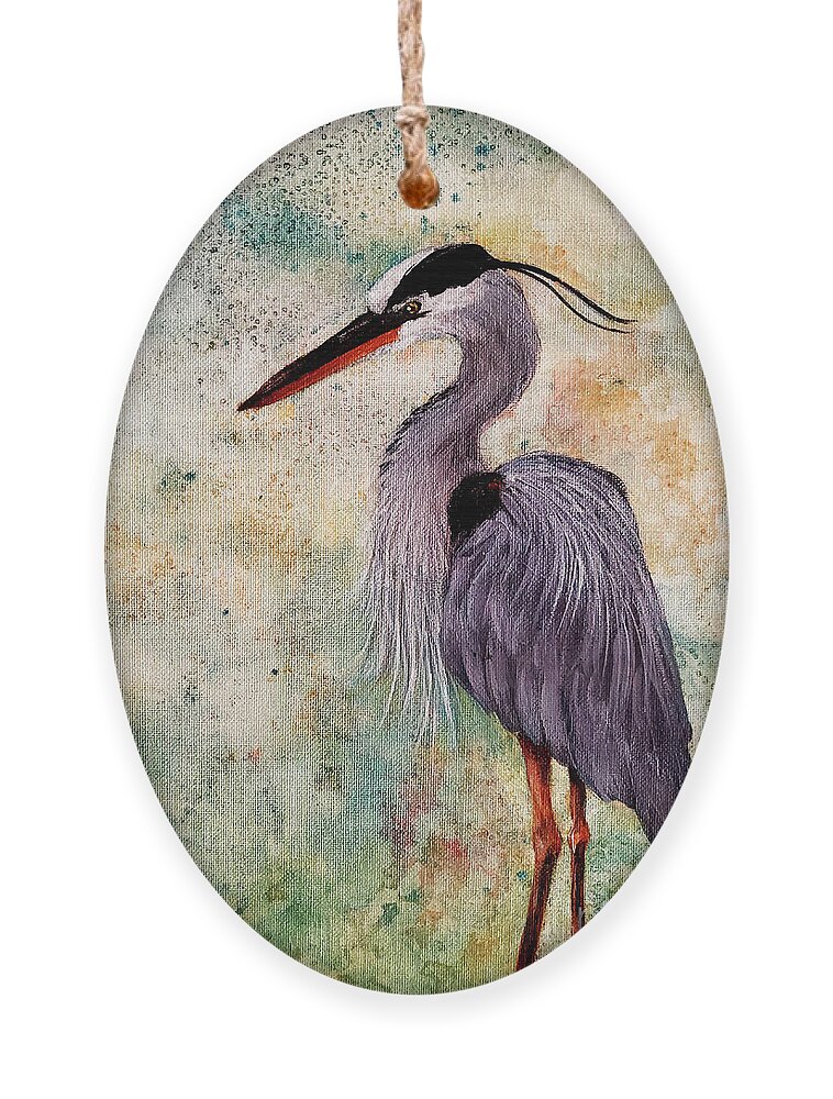 Wildlife Ornament featuring the painting Great Blue Heron by Zan Savage