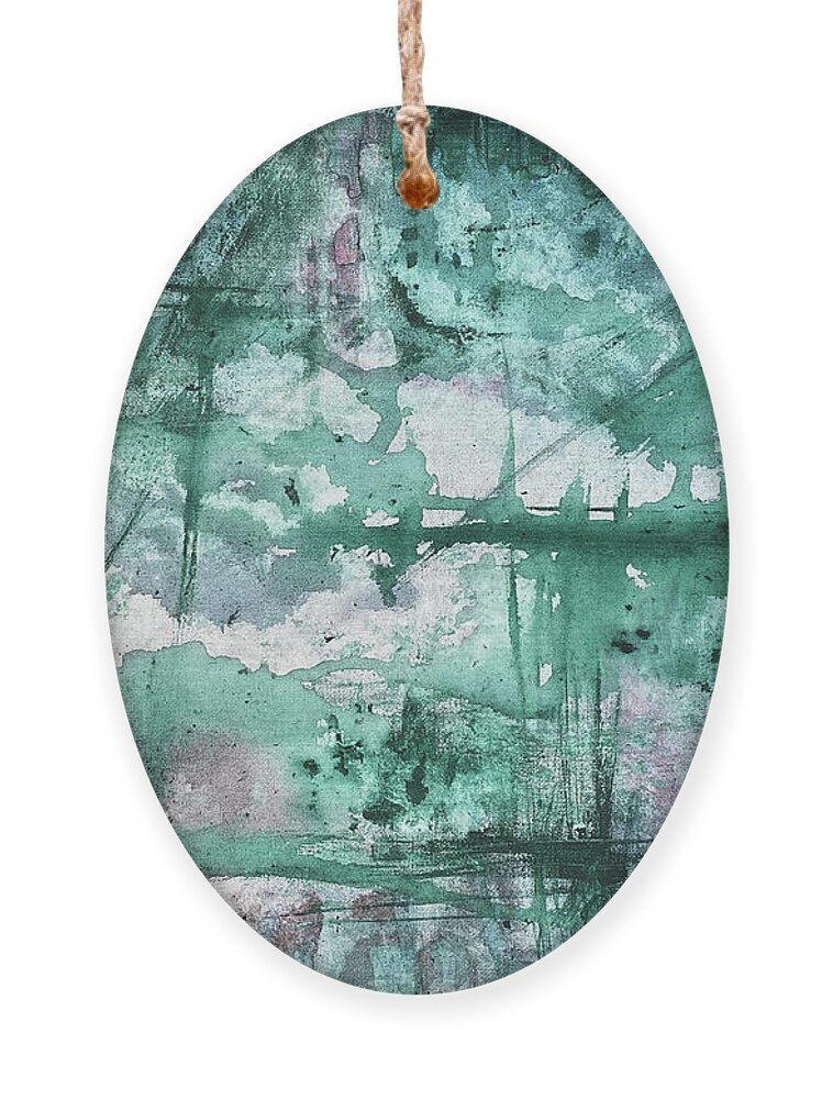 Green Ornament featuring the painting Green and purple three by Itsonlythemoon