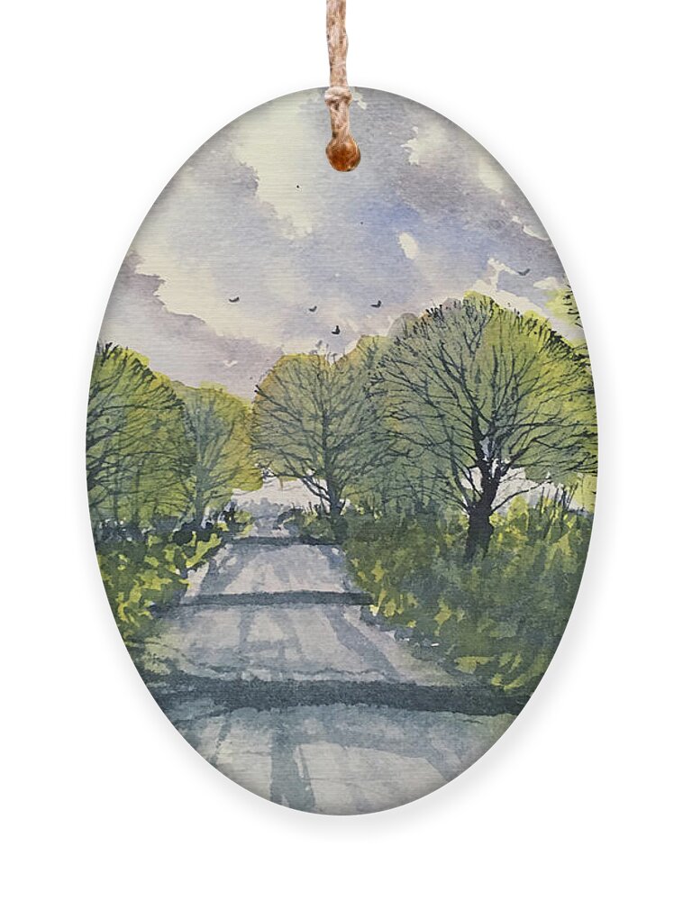 Watercolour Ornament featuring the painting Green Dikes Lane by Glenn Marshall