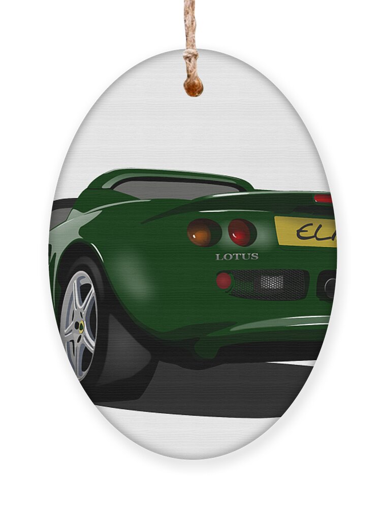 Sports Car Ornament featuring the digital art Green S1 Series One Elise Classic Sports Car by Moospeed Art