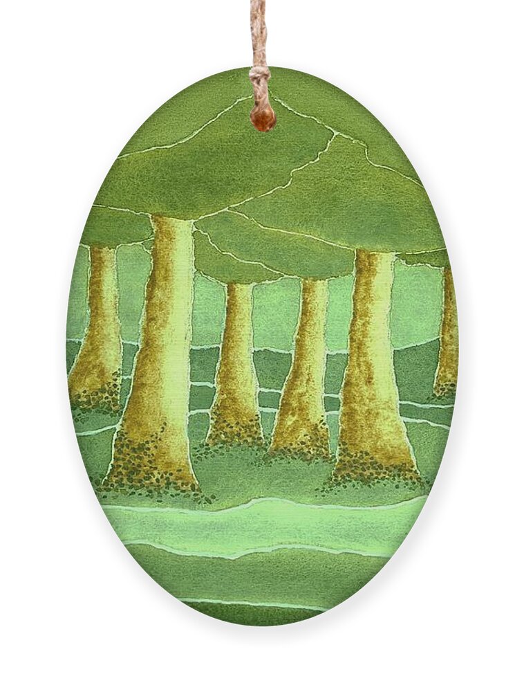 Watercolor Ornament featuring the painting Green Grove by John Klobucher