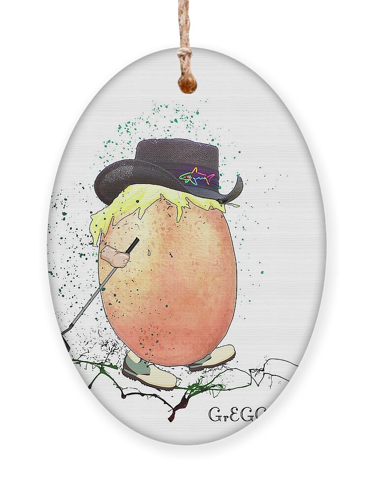 Egg Ornament featuring the mixed media GrEGG Norman by Miki De Goodaboom