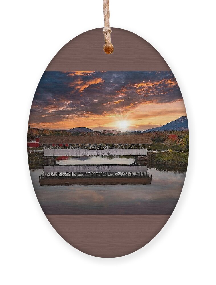 Covered Bridge Ornament featuring the photograph Groveton Covered Bridge by Carolyn Mickulas