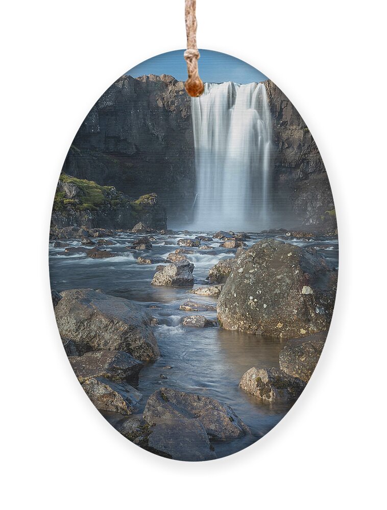 Landscape Ornament featuring the photograph Gufufoss Waterfalls by Kristia Adams