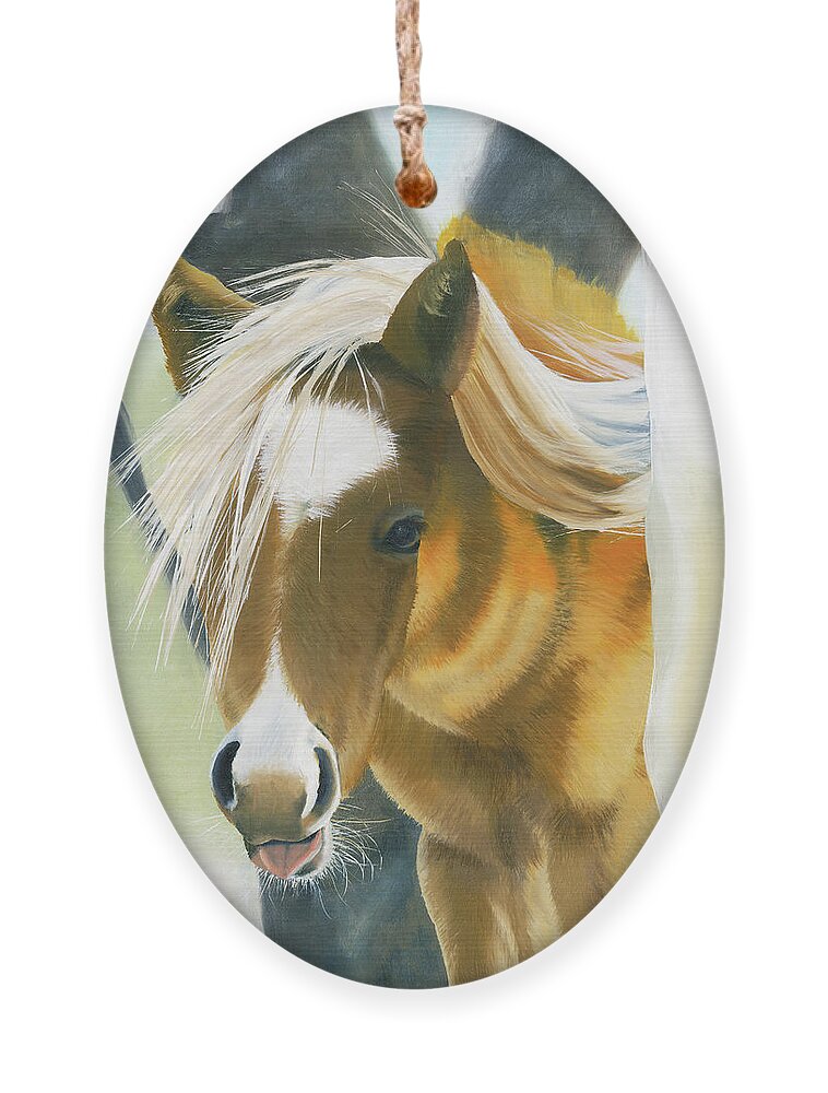 Cute Foal Ornament featuring the painting Hair-Do by Shannon Hastings