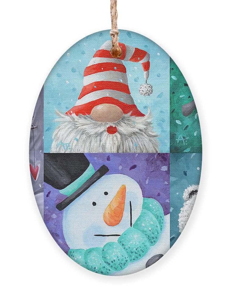 Puzzle Ornament featuring the painting Happy Holidays by Annie Troe
