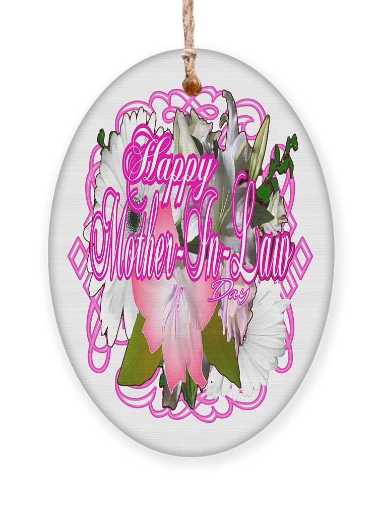 Happy Ornament featuring the digital art Happy Mother in law Day October 23 by Delynn Addams