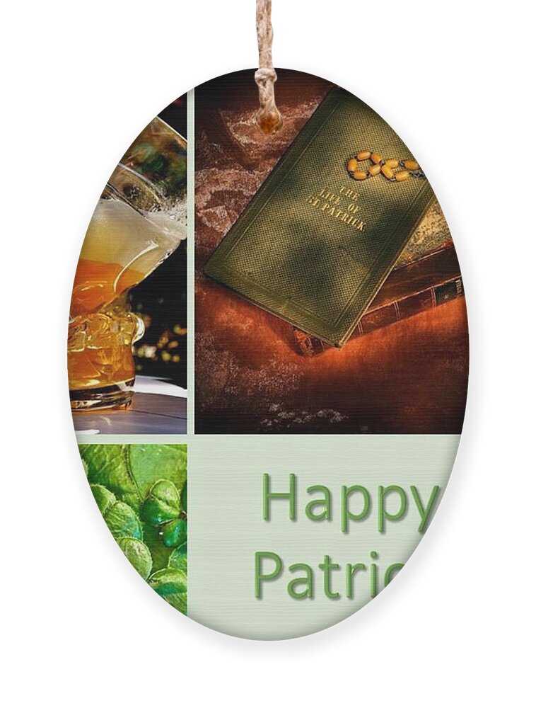 St. Patrick Ornament featuring the mixed media Happy St. Patrick's Day by Nancy Ayanna Wyatt