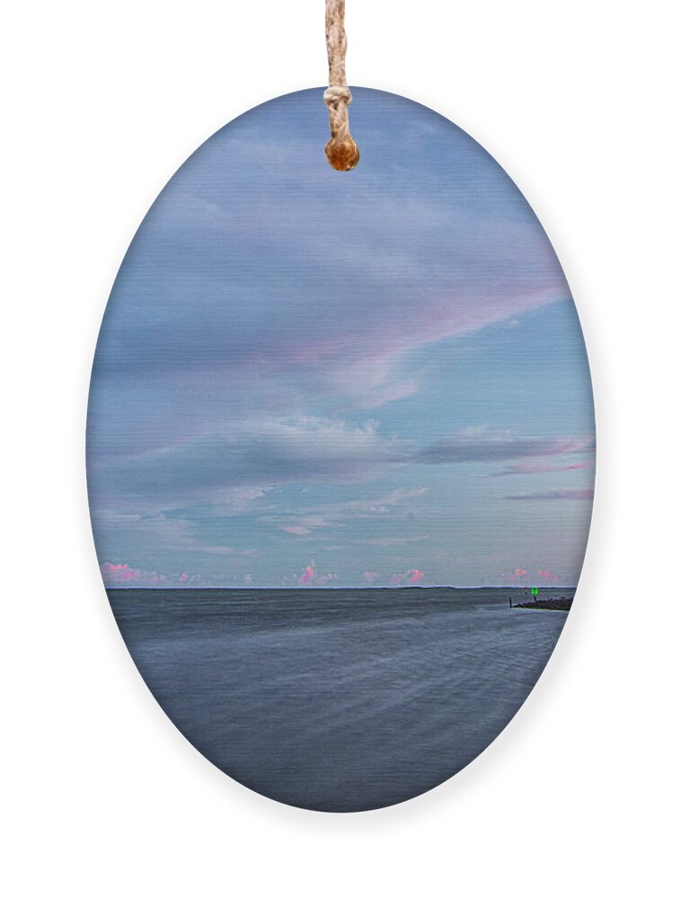 Sunset Ornament featuring the photograph Harkes Island Sunset Over Core Sound by Bob Decker