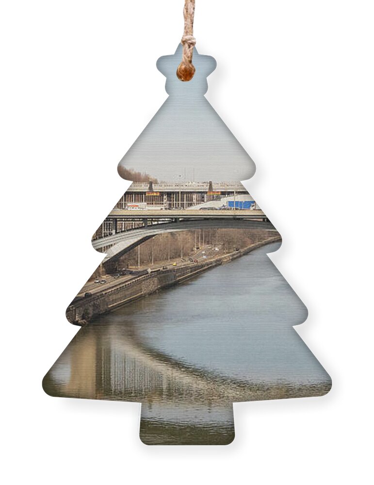 Harlem River Ornament featuring the photograph Harlem River Reflections by Cole Thompson