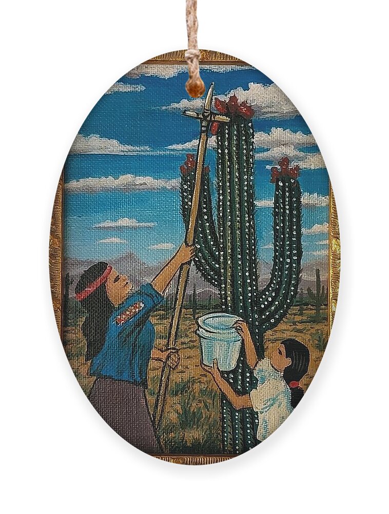  Ornament featuring the painting harvesting the Seguaro by James RODERICK