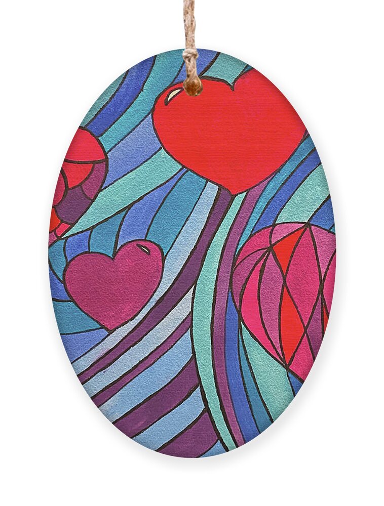 Hearts Ornament featuring the mixed media Heart Patterns by Lisa Neuman