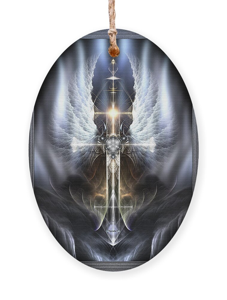Heaven Ornament featuring the digital art Heavenly Angel Wings Cross by Rolando Burbon