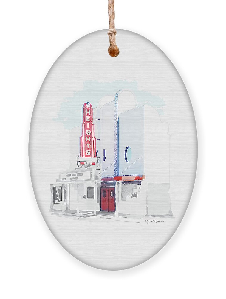 Jan M Stephenson Designs Ornament featuring the digital art Heights Theater, Houston Heights by Jan M Stephenson