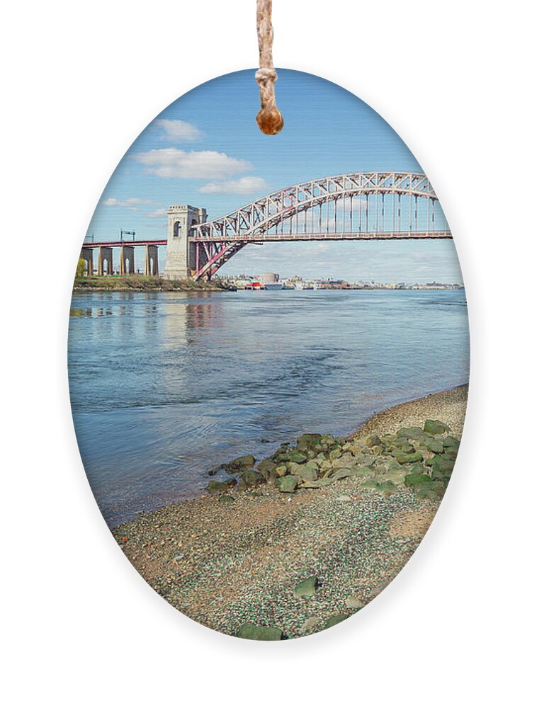 Astoria Park Ornament featuring the photograph Hell Gate at Low Tide by Cate Franklyn