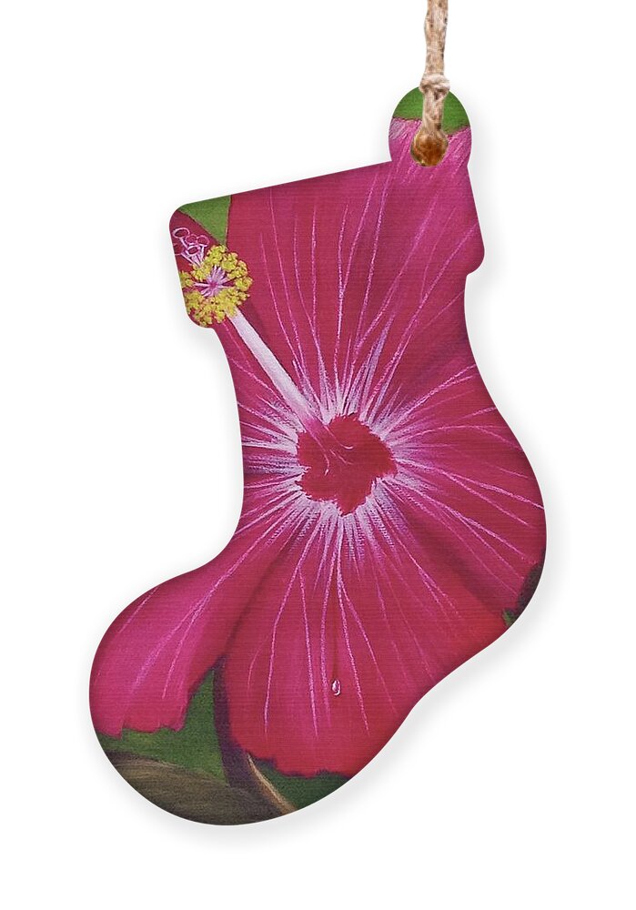 Flowers Ornament featuring the painting Hibiscus by Marlene Little