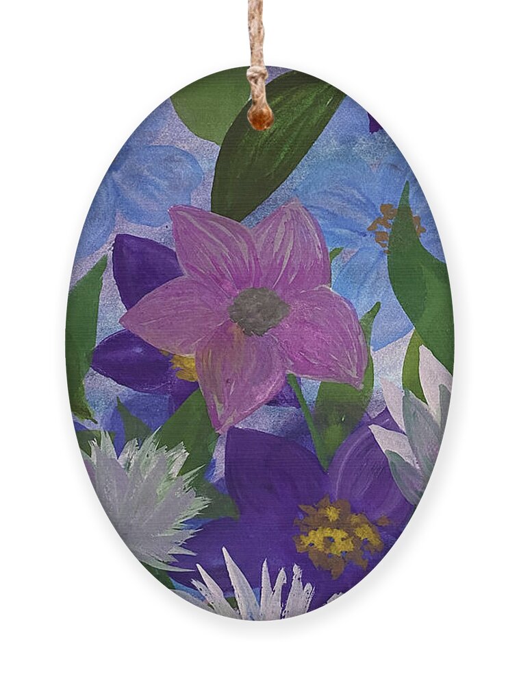 Flowers Ornament featuring the mixed media Hidden Flowers by Lisa Neuman