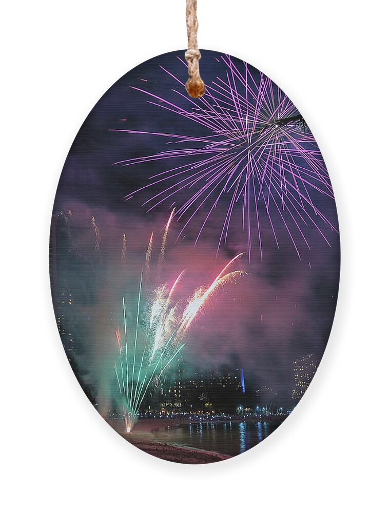 Fireworks Ornament featuring the photograph Hilton Firework Celebration by American Landscapes