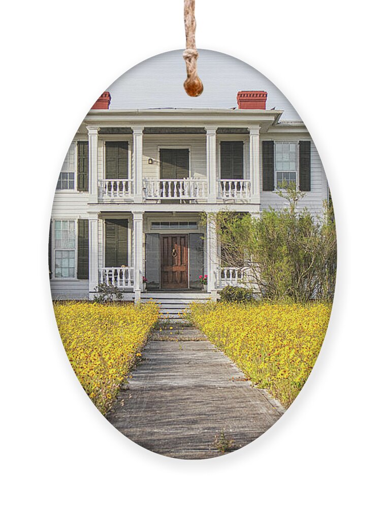 Beaufort Ornament featuring the photograph HIstoric Home With Yard of Wildflowers - Beaufort North Carolina by Bob Decker